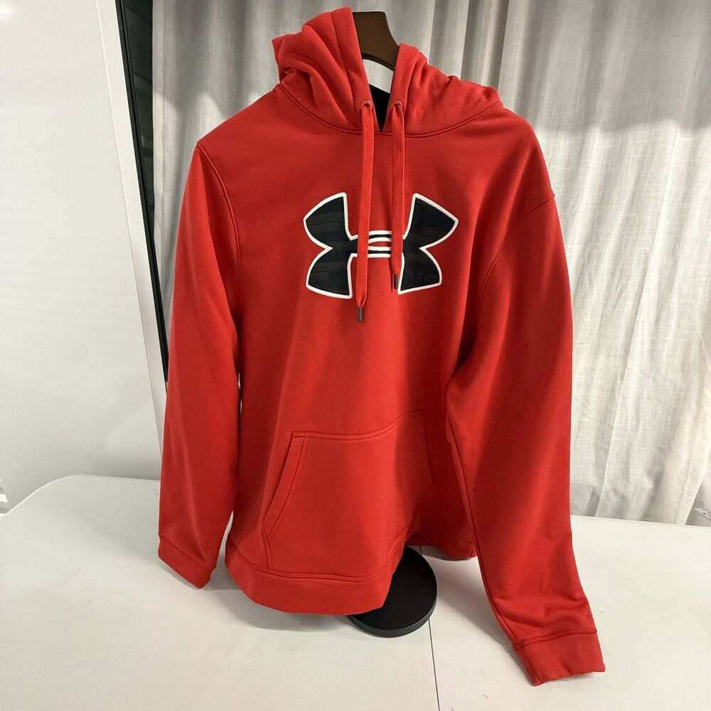 Under Armour Men’s Armour Fleece Big Logo Hoodie Red Sweatshirt Loose Fit XL